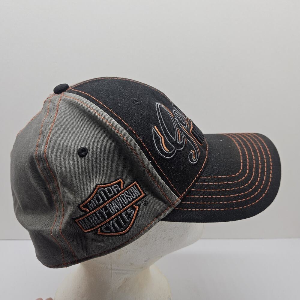 Harley-Davidson A-Flex One Size Fits Most Black/Grey/Orange Baseball Cap. - Picture 6 of 7